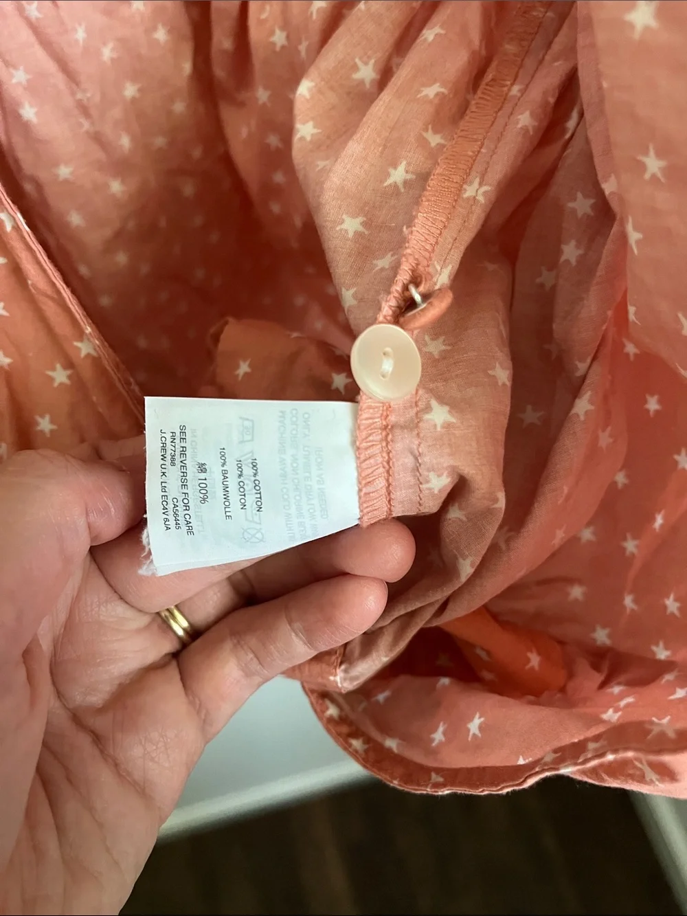 🛍️ 3/$10 Madewell Coral Star-Print Tie-Front Wrap Blouse